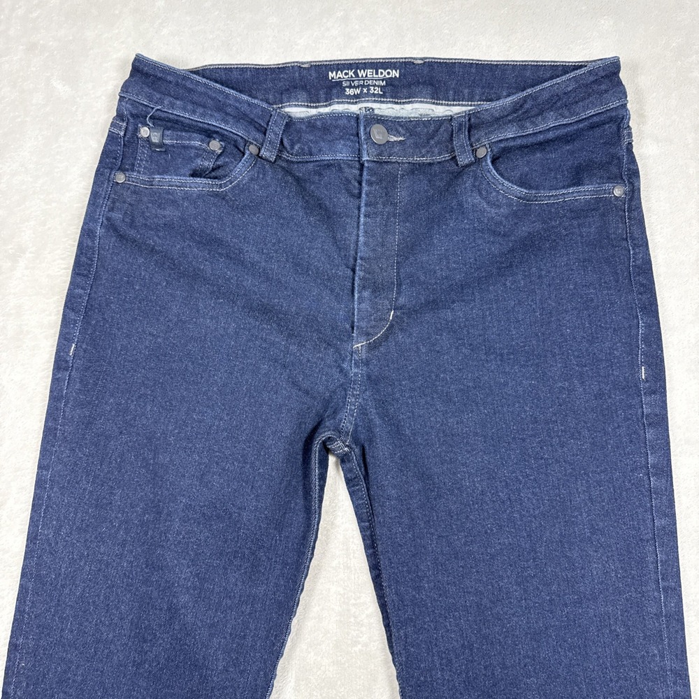 Mack Weldon Jeans Mens 36x32 (Fits 34x29) Silver Denim Indigo Selvedge Dark - Picture 4 of 12